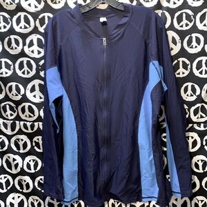 MEN ATHLETIC: UPF 50+ NAVY/LIGHT BLUE ZIP JACKET SZ 3X